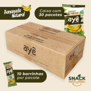 Bananada Tradicional Ayê - Natural, Zero Adição de Açúcar e Sem Glúten (Caixa com 30 Pacotes)