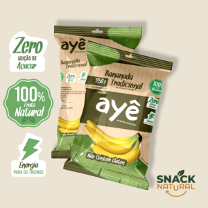 Bananada Tradicional Ayê - Natural, Zero Adição de Açúcar e Sem Glúten - Pacote com 10 unidade