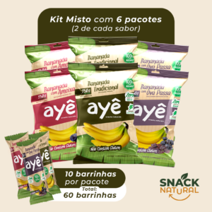 Kit Bananada Ayê - 6 Pacotes (2 de cada sabor) Natural, Uva Passa e Ameixa | 100% Fruta, Zero Adição de Açúcar